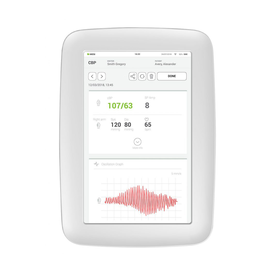 Pression centrale avec MESI mTABLET BP